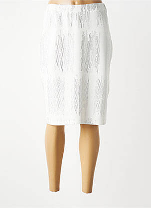 Jupe mi-longue stretch blanc GUY DUBOUIS femme