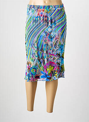 Jupe mi-longue stretch bleu FRANCE RIVOIRE femme
