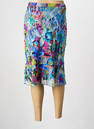 Jupe mi-longue stretch bleu FRANCE RIVOIRE femme