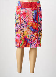 Jupe mi-longue stretch rouge GUY DUBOUIS femme