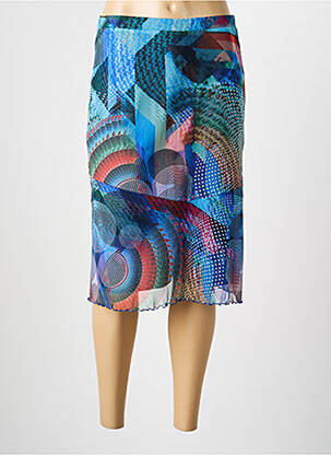 Jupe mi-longue taille normale bleu GUY DUBOUIS femme