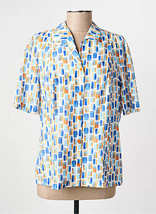 Chemisier tissage crêpe manches courtes bleu GUY DUBOUIS femme