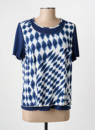 Top tissage crêpe manches courtes bleu GUY DUBOUIS femme