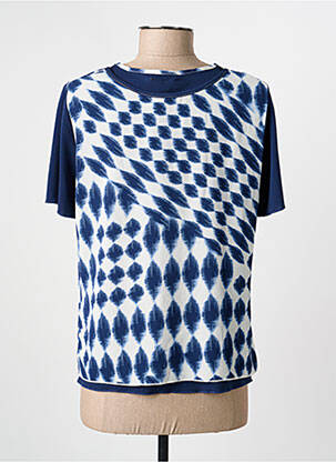 Top tissage crêpe manches courtes bleu GUY DUBOUIS femme