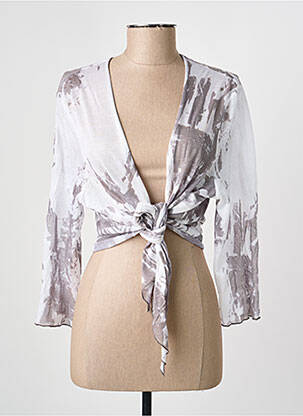 Gilet cache-cœur maille fine gris MERI & ESCA femme