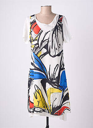 Robe mi-longue coupe fluide manches courtes blanc MERI & ESCA femme