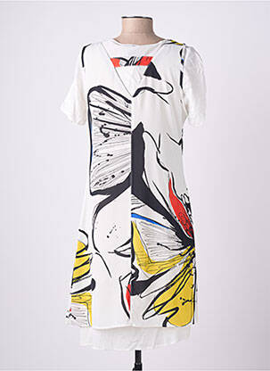 Robe mi-longue coupe fluide manches courtes blanc MERI & ESCA femme