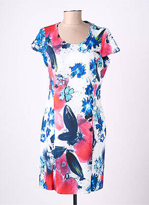 Robe mi-longue manches courtes manches courtes bleu GUY DUBOUIS femme