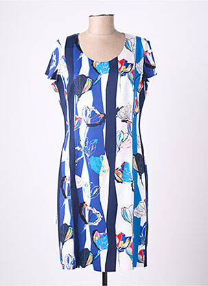 Robe mi-longue manches courtes manches courtes bleu GUY DUBOUIS femme