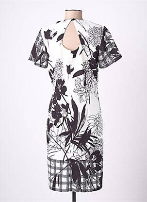 Robe mi-longue imprimé fleurs manches courtes noir GUY DUBOUIS femme