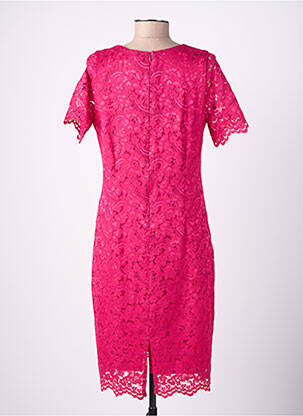Robe mi-longue fermeture zippée au dos manches courtes rose GUY DUBOUIS femme