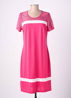 Robe mi-longue manches courtes manches courtes rose GUY DUBOUIS femme