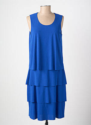 Robe mi-longue coupe fluide sans manche bleu FRANCE RIVOIRE femme