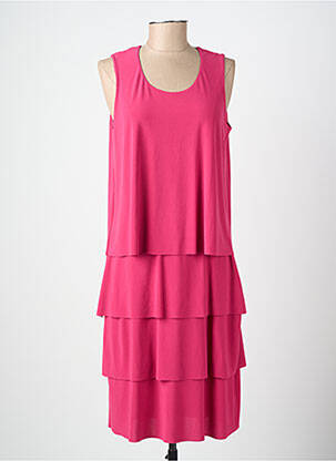 Robe mi-longue coupe fluide sans manche rose GUY DUBOUIS femme