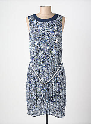 Robe mi-longue imprimé fantaisie sans manche bleu MERI & ESCA femme