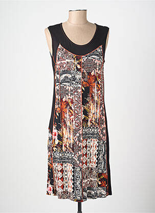 Robe mi-longue coupe fluide sans manche noir LISA CHESNAY femme