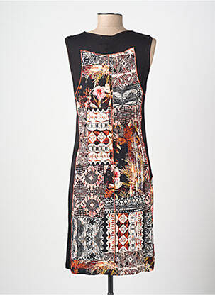Robe mi-longue coupe fluide sans manche noir LISA CHESNAY femme