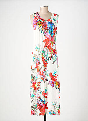 Robe longue imprimé fantaisie sans manche blanc MERI & ESCA femme
