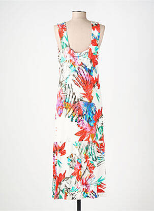 Robe longue imprimé fantaisie sans manche blanc MERI & ESCA femme