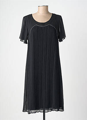 Robe mi-longue coupe fluide manches courtes noir GUY DUBOUIS femme