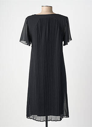 Robe mi-longue coupe fluide manches courtes noir GUY DUBOUIS femme
