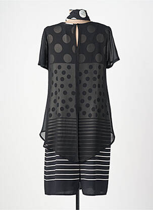 Robe mi-longue imprimé fantaisie manches courtes noir GUY DUBOUIS femme
