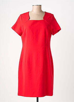 Robe mi-longue fermeture zippée au dos manches courtes rouge GUY DUBOUIS femme