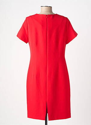 Robe mi-longue fermeture zippée au dos manches courtes rouge GUY DUBOUIS femme
