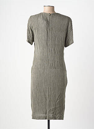 Robe mi-longue tissage crêpe manches courtes vert MERI & ESCA femme