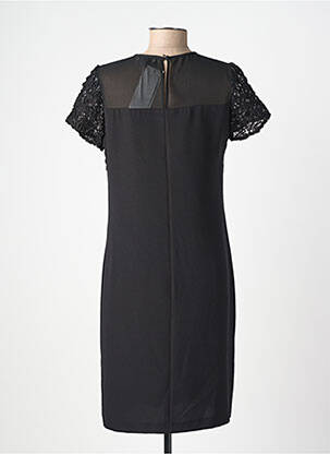 Robe mi-longue tissage crêpe manches courtes noir MERI & ESCA femme