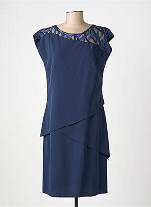 Robe mi-longue manches courtes manches courtes bleu GUY DUBOUIS femme