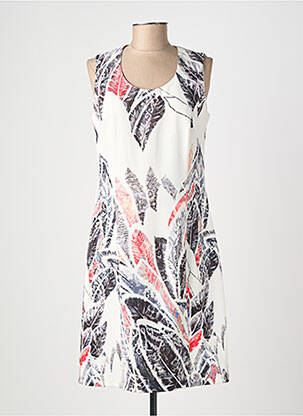 Robe mi-longue imprimé fantaisie sans manche blanc GUY DUBOUIS femme