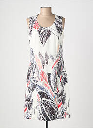 Robe mi-longue imprimé fantaisie sans manche blanc GUY DUBOUIS femme