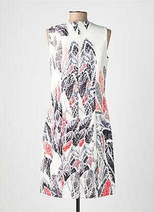 Robe mi-longue imprimé fantaisie sans manche blanc GUY DUBOUIS femme