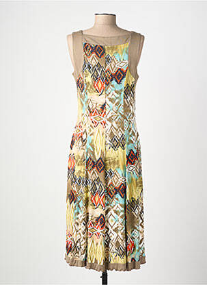Robe mi-longue imprimé fantaisie sans manche vert GUY DUBOUIS femme