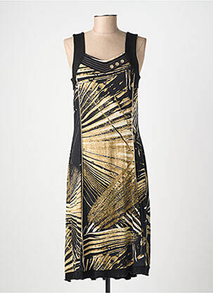 Robe mi-longue imprimé fantaisie sans manche noir GUY DUBOUIS femme