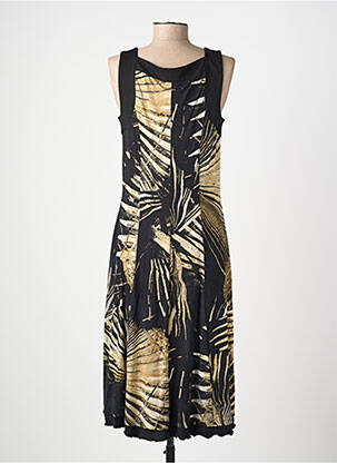 Robe mi-longue imprimé fantaisie sans manche noir GUY DUBOUIS femme