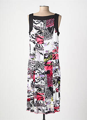 Robe mi-longue imprimé fantaisie sans manche noir GUY DUBOUIS femme
