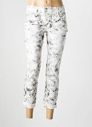 Pantalon 7/8 fermeture zippée sous rabat boutonné taille normale blanc STREET ONE femme
