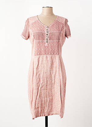 Robe mi-longue tissage crêpe manches courtes rose MERI & ESCA femme