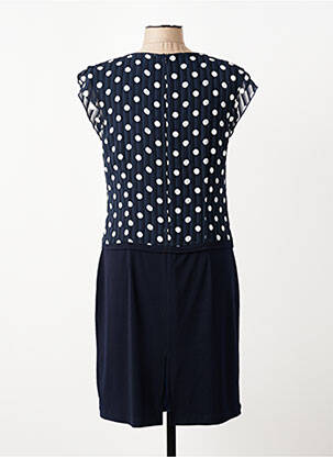 Robe mi-longue tissage crêpe manches courtes bleu GUY DUBOUIS femme