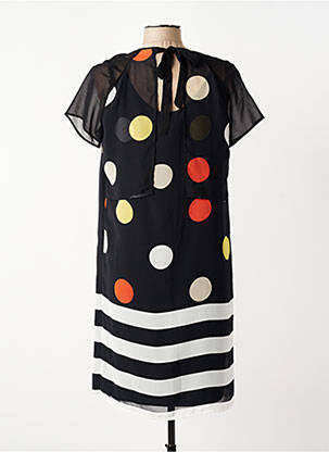 Robe mi-longue coupe fluide manches courtes noir FRANCE RIVOIRE femme