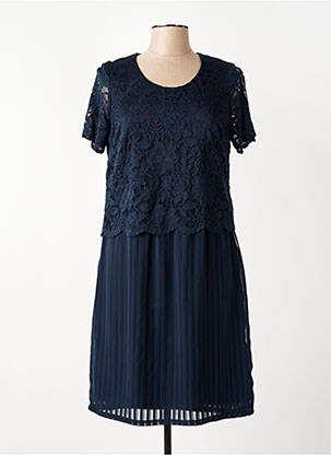 Robe mi-longue manches courtes manches courtes bleu GUY DUBOUIS femme