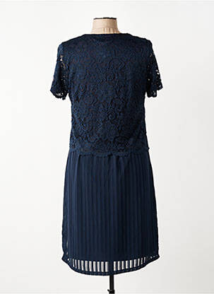 Robe mi-longue manches courtes manches courtes bleu GUY DUBOUIS femme