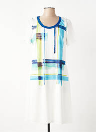 Robe mi-longue coupe fluide manches courtes bleu FRANCE RIVOIRE femme