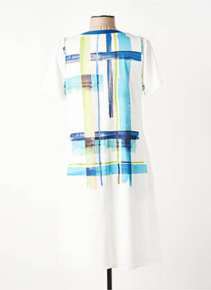 Robe mi-longue coupe fluide manches courtes bleu GUY DUBOUIS femme