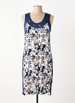 Robe mi-longue sans manche sans manche bleu GUY DUBOUIS femme
