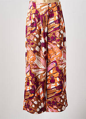 Pantalon large fermeture zippée sous rabat avec crochet taille normale orange VERO MODA femme