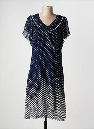 Robe mi-longue coupe fluide manches courtes bleu IMPULSION femme