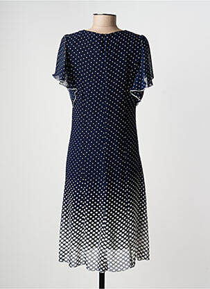 Robe mi-longue coupe fluide manches courtes bleu IMPULSION femme